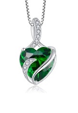 tiny silver heart infinity emerald birthstone baby necklace
